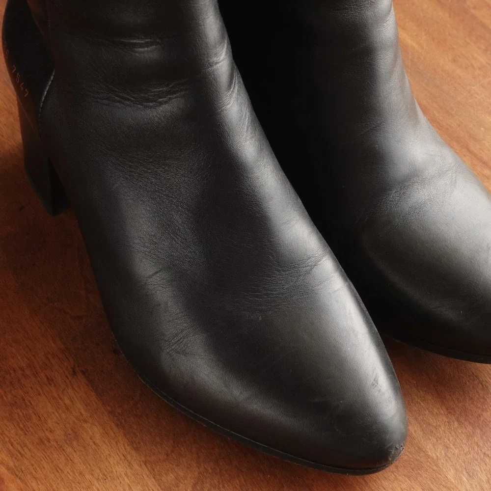 Common Projects Ankle Boots Women SZ EU 36 US 6 BLK Leather Modern Designer READ
